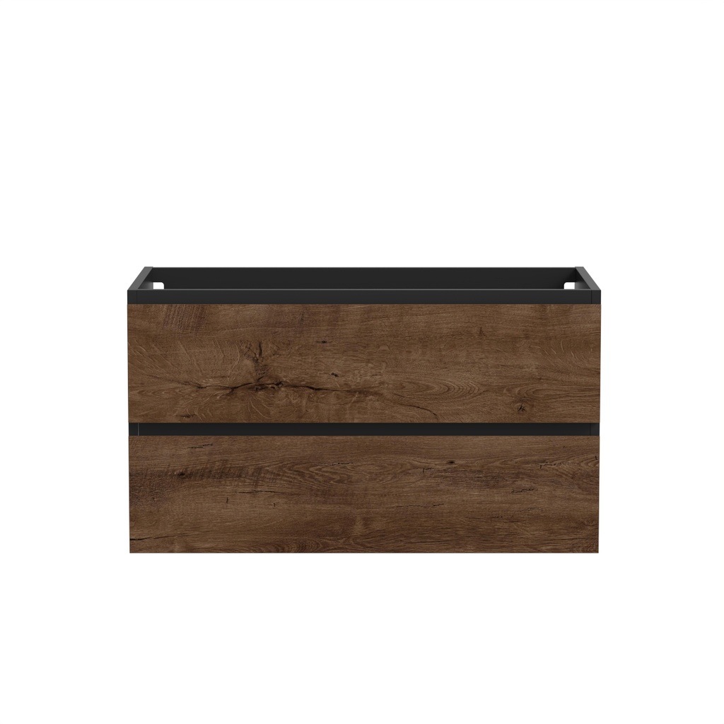 Meuble vanité murale Sidney 36" noir mat et façades rosewood