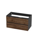 Meuble vanité murale Sidney 36" noir mat et façades rosewood