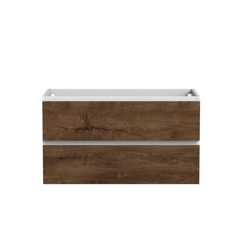 Meuble vanité murale Sidney 36" blanc mat et façades rosewood