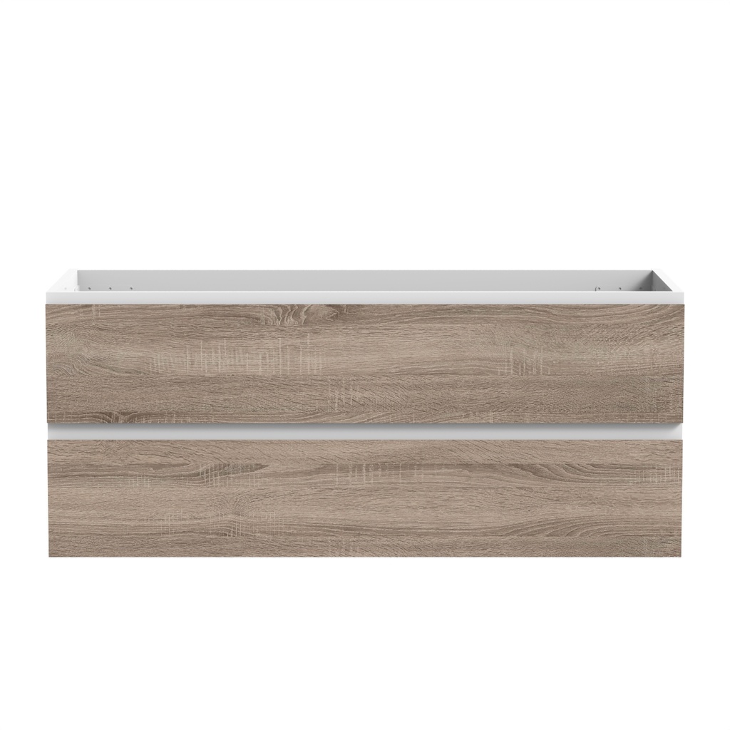 Vanité murale Sidney 48" blanc mat et façades chêne brossé