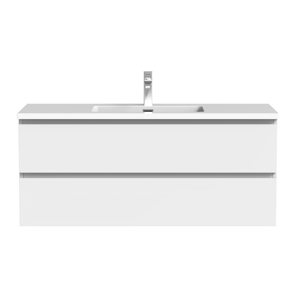 Meuble-Lavabo mural Sidney 48" au fini blanc mat avec dessus au choix