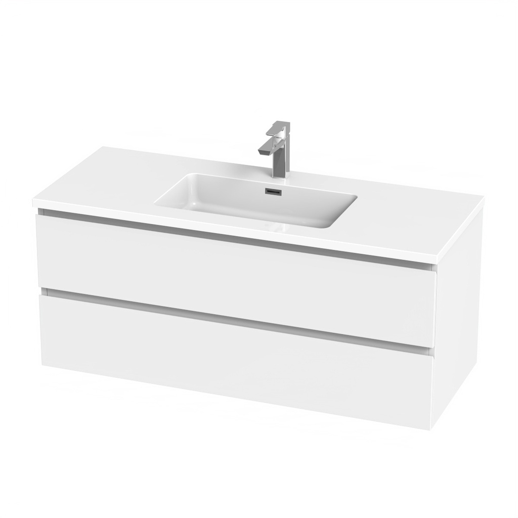 Meuble-Lavabo mural Sidney 48" au fini blanc mat avec dessus au choix