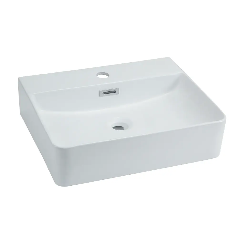 Lavabos Ob-20-wm, Vasque/lavabo, Rectangulaire, Porcelaine Vitrifiée, Trop-plein, Monotrou, Blanc Mat