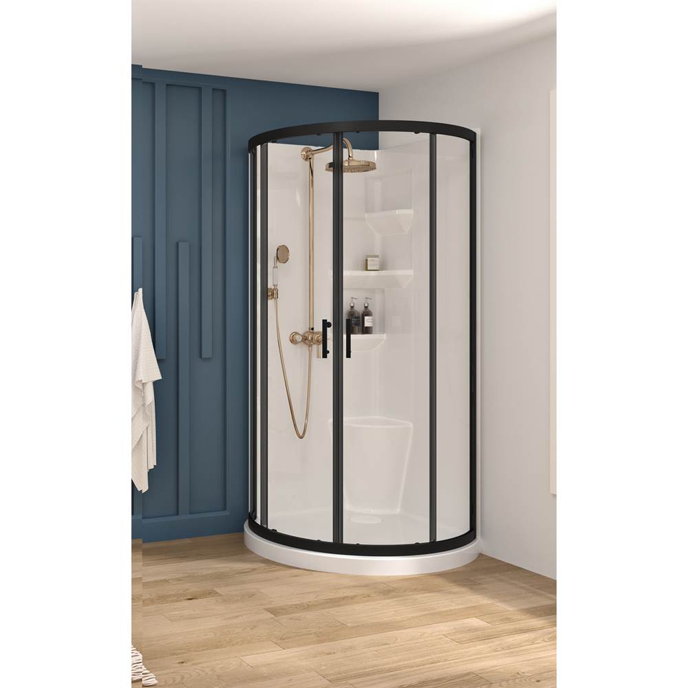 Porte Douche de Coin Noir Type Pre34 Verre Clair