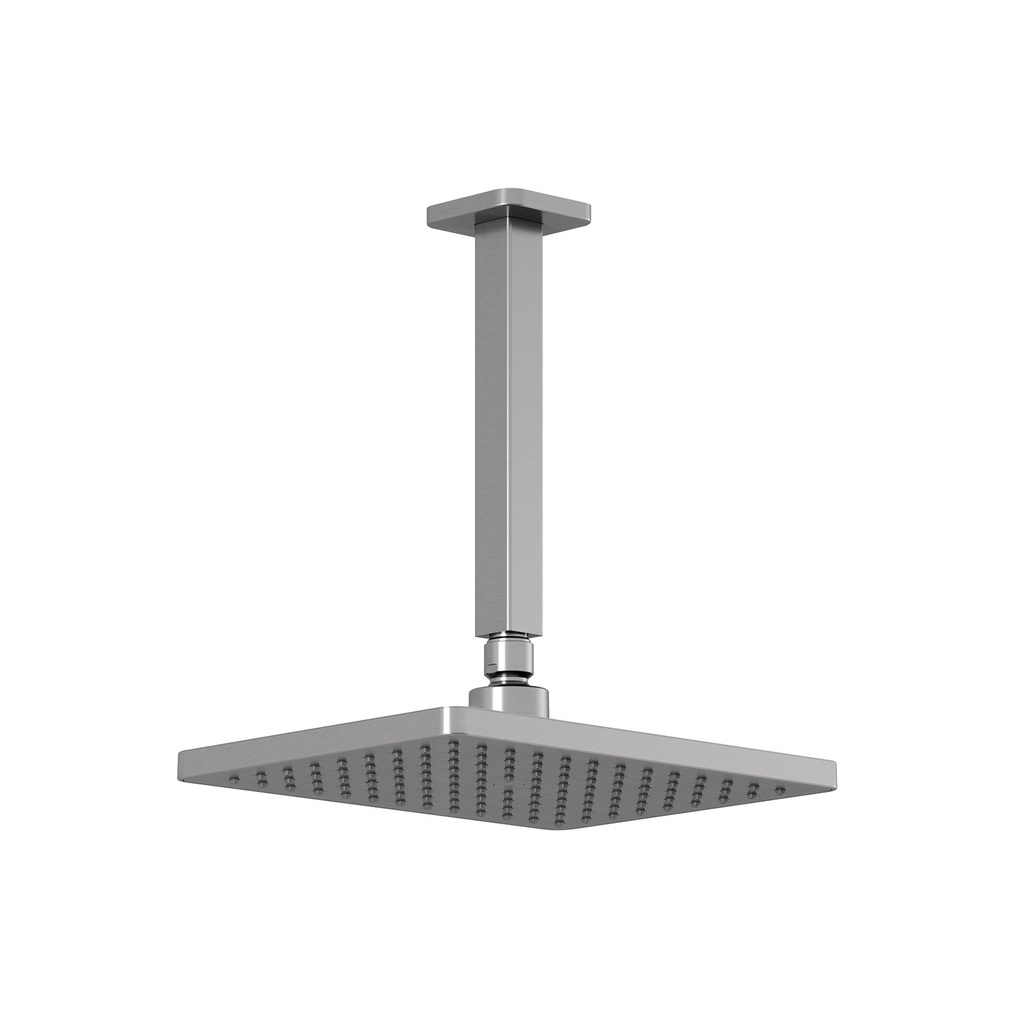 Squareone™ Tête de Pluie de 260mm X 188mm (10 ¼'' X 7 ⅜'') avec Bras Vertical Au Plafond Nickel Pur Pvs