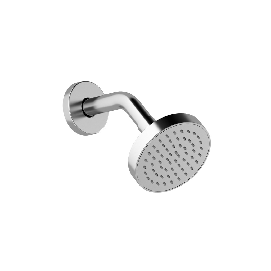 Basico™ Pomme de Douche de 100mm (4'') avec Bras Mural 45⁰ Portée de 186mm (7 5/16'') et Garniture Ronde Chrome