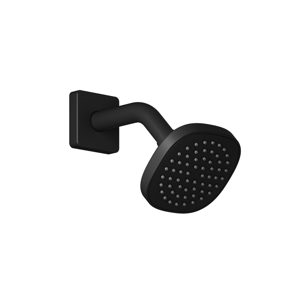 Sobrio™ Pomme de Douche de 100mm (4'') avec Bras Mural 45⁰ Portée de 184mm (7 ¼'') et Garniture Carrée Noir Mat