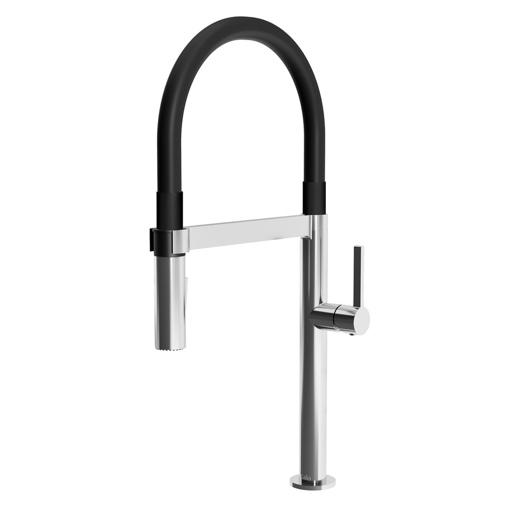 Exki Diver™ Tuyau Pvc Robinet de Cuisine Monocommande Douchette Extensible, 2 Jets Chrome