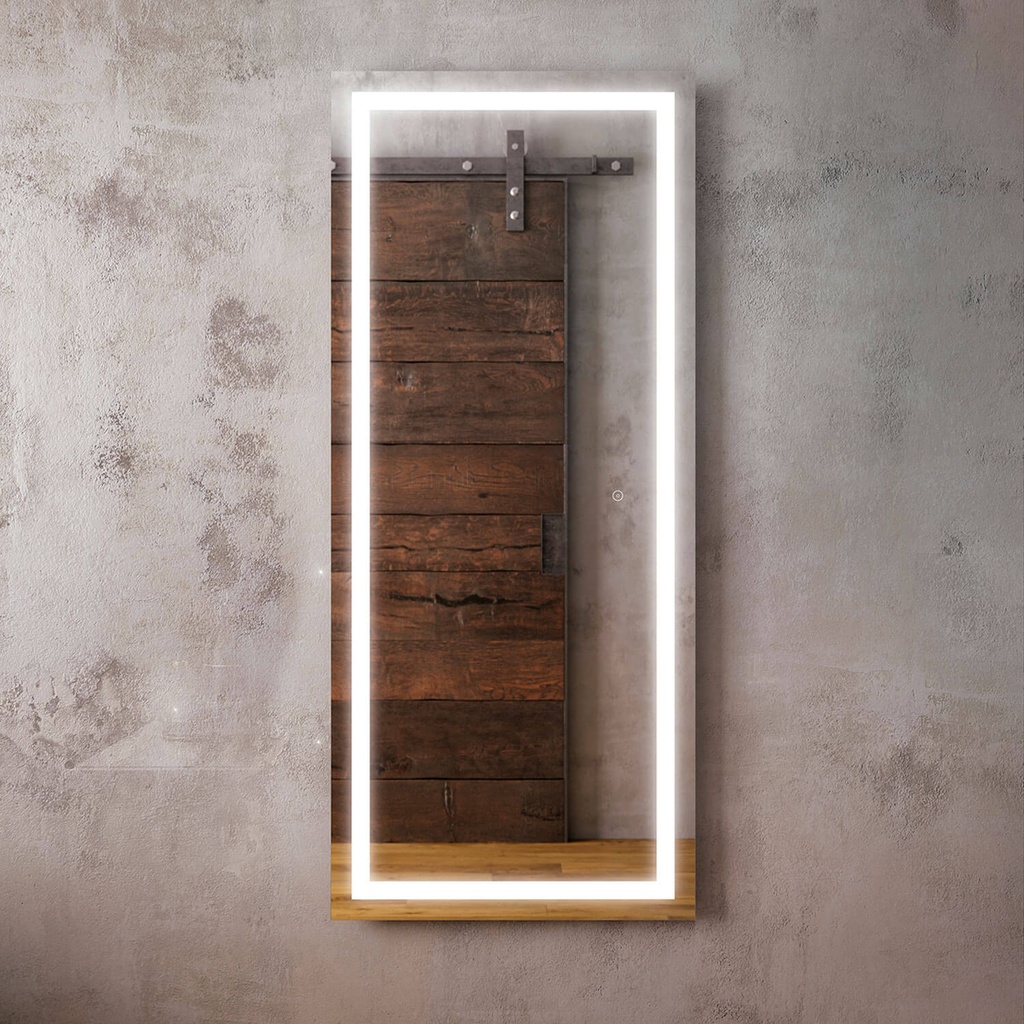 Effect Walk-in Miroir à Éclairage Del Rect. 24 X 56 avec Bande Givrée à L'intérieur et Interrupteur Tactile 2 Tons