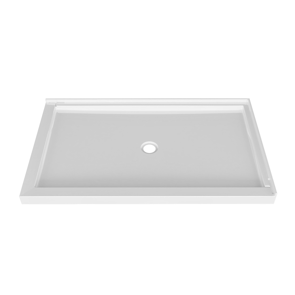 Base de douche rectangle en coin 42'' x 36'' anti-fuite, coté droit drain central