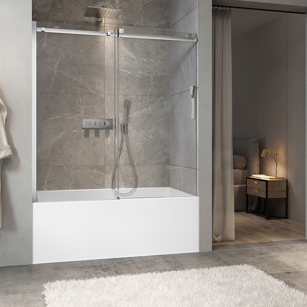 Minia 60 Porte de Bain Alcove Chrome Clair