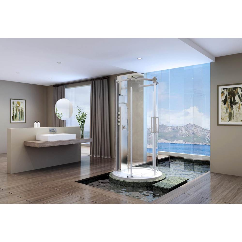 Piazza 42x42 Douche Autoportante avec Colonne Chrome Clair