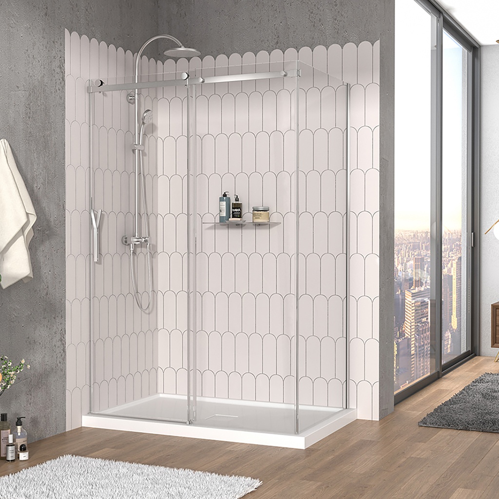 Vaia 54 Porte Alcove Fermeture sur Mur Chrome Clair