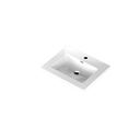 Aden 24" - Dessus de Lavabo Simple Centré en Polymarbre Blanc