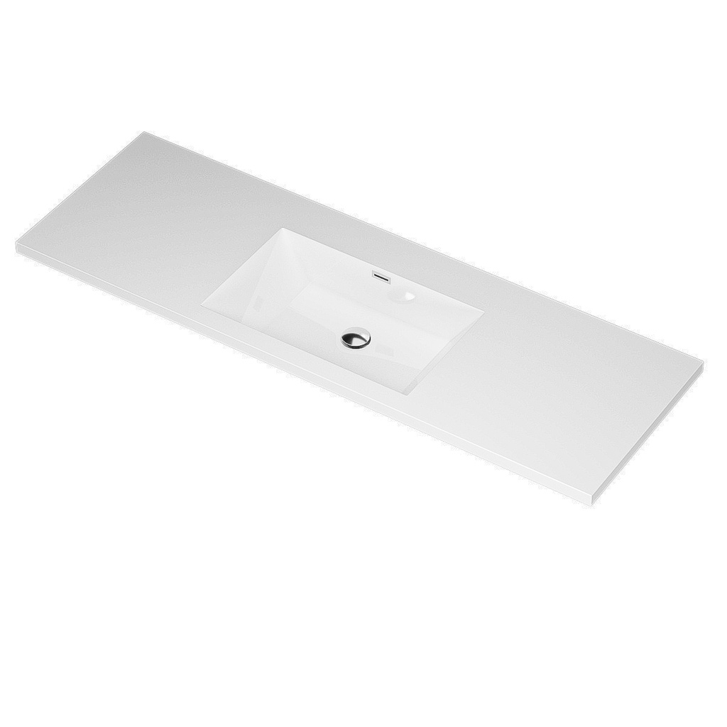 Plata 60" - Dessus de Lavabo Simple Centré en Polymarbre Blanc