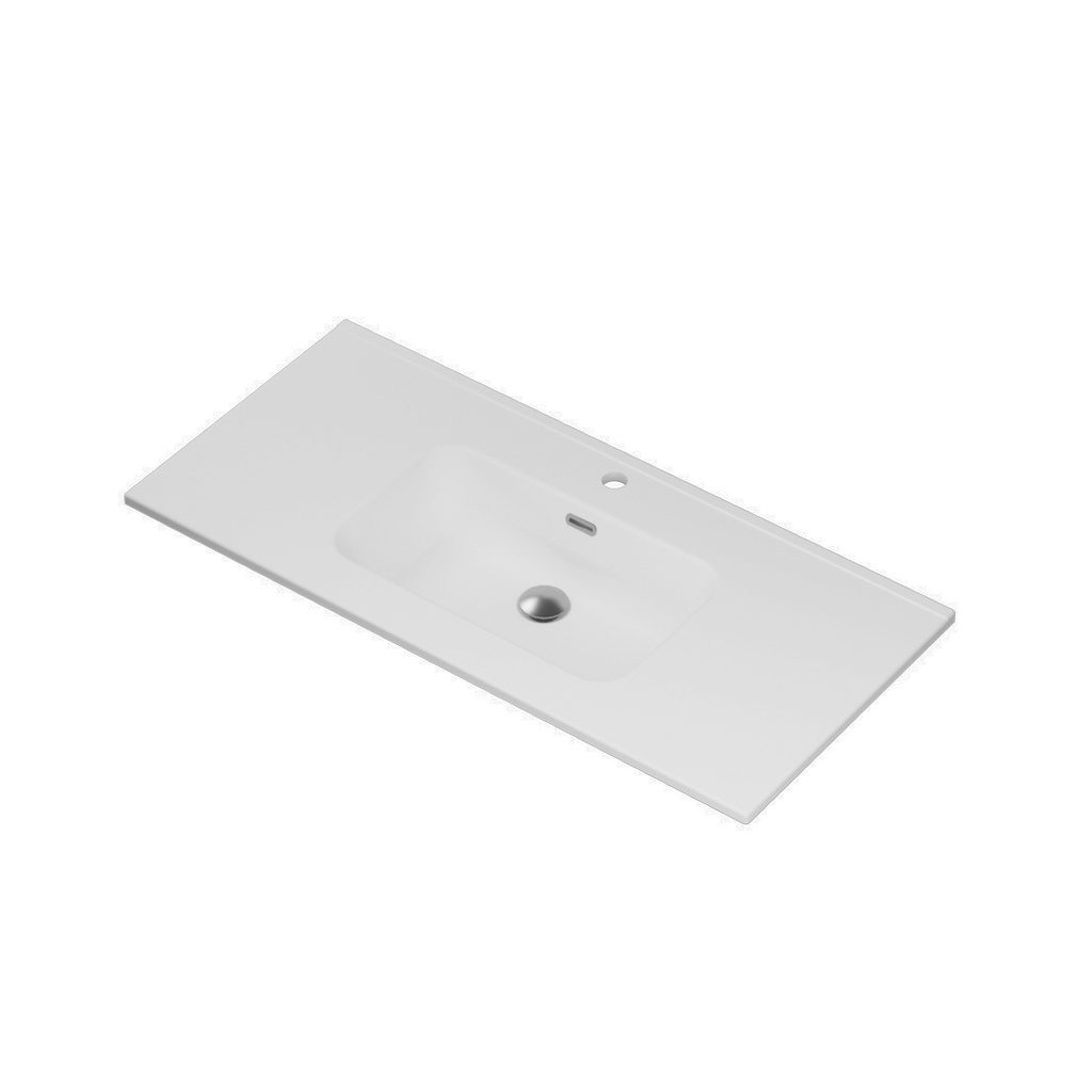 Sulu 39" - Dessus de Lavabo Simple Centré en Porcelaine Blanche