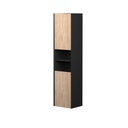 Armoire Murale Dakar 16" Noir Mat et Façades Chêne Contemporain