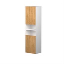 Armoire Murale Dakar 20" Blanc Mat et Façades Chêne Naturel Texturé