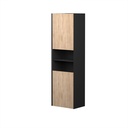 Armoire Murale Dakar 20" Noir Mat et Façades Chêne Contemporain