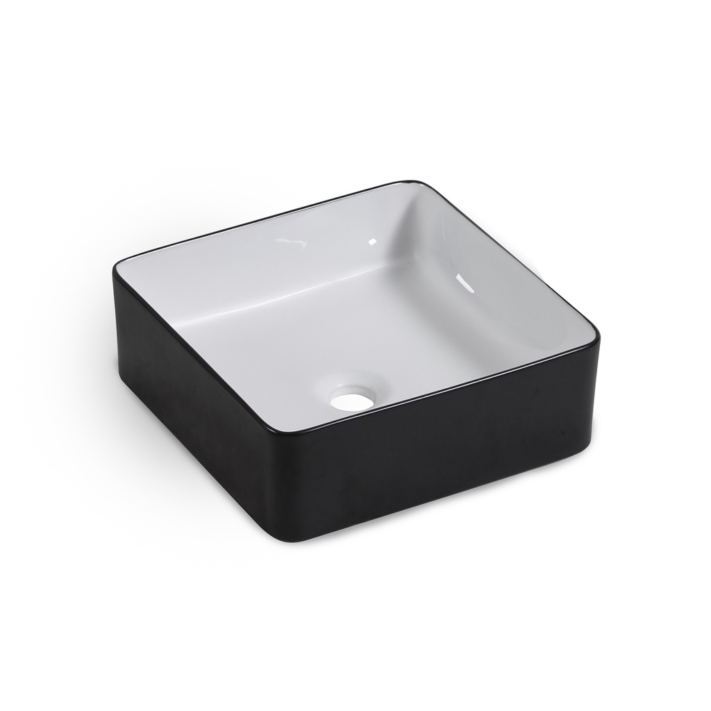 Lavabo 14 3/8'' - Blanc Lustré et Noir Mat