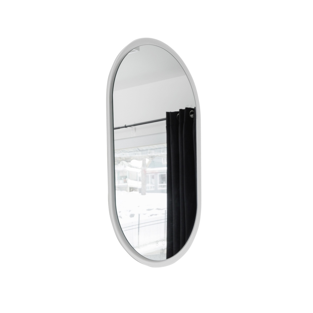 Miroir LED oval 20x33" - Cadre blanc mat