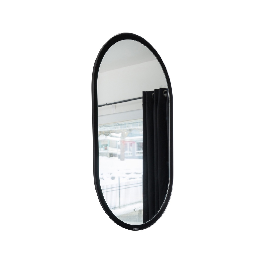 Miroir LED oval 20x33" - Cadre noir mat