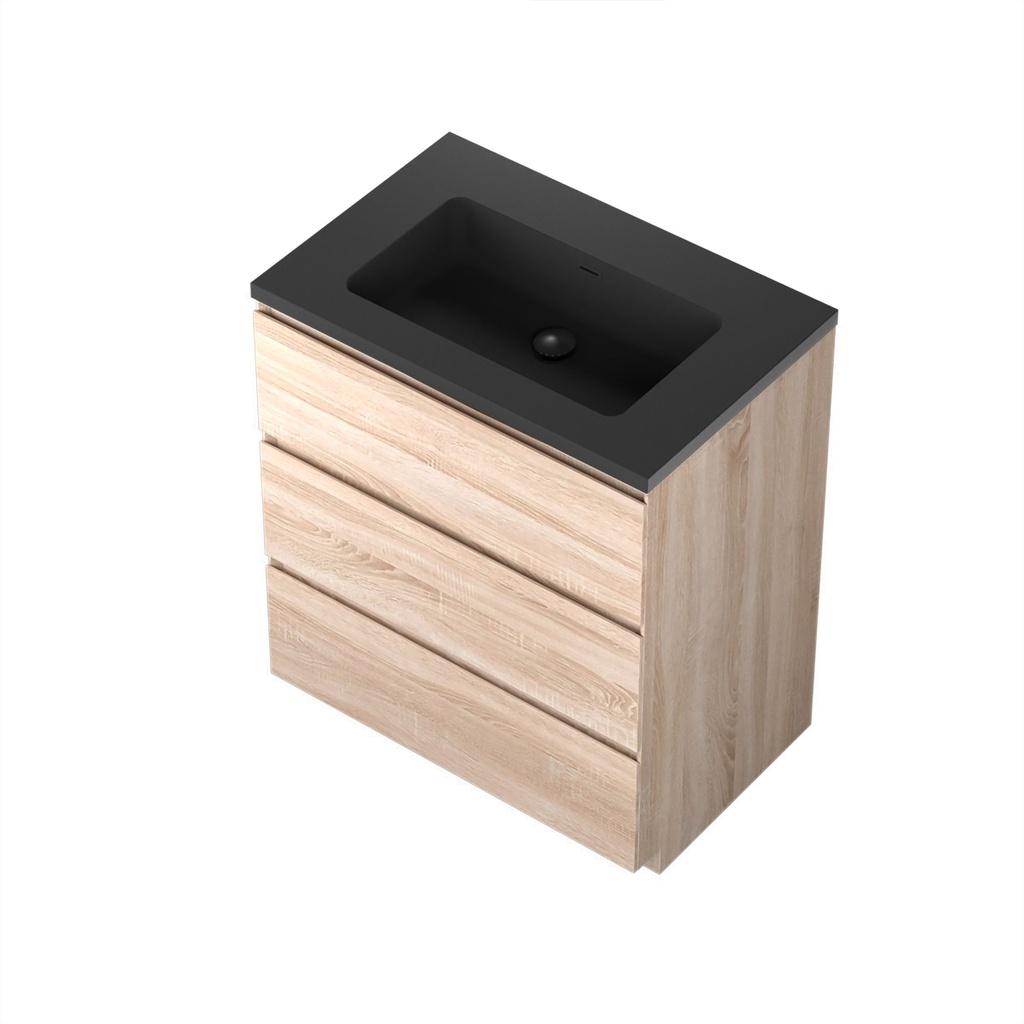 Meuble-lavabo de Plancher Berlin 30" Chêne Blanc avec Dessus en Quartz Noir