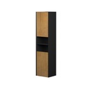 Armoire Murale Dakar 16" Noir Mat et Façades Chêne Naturel Poli