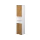 Armoire Murale Dakar 16" Blanc Mat et Façades Chêne Naturel Poli