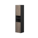 Armoire Murale Dakar 16" Noir Mat et Façades Chêne Brossé