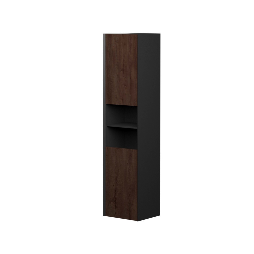 Armoire Murale Dakar 16" Noir Mat et Façades Rosewood