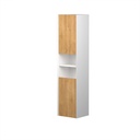 Armoire Murale Dakar 16" Blanc Mat et Façades Chêne Contemporain