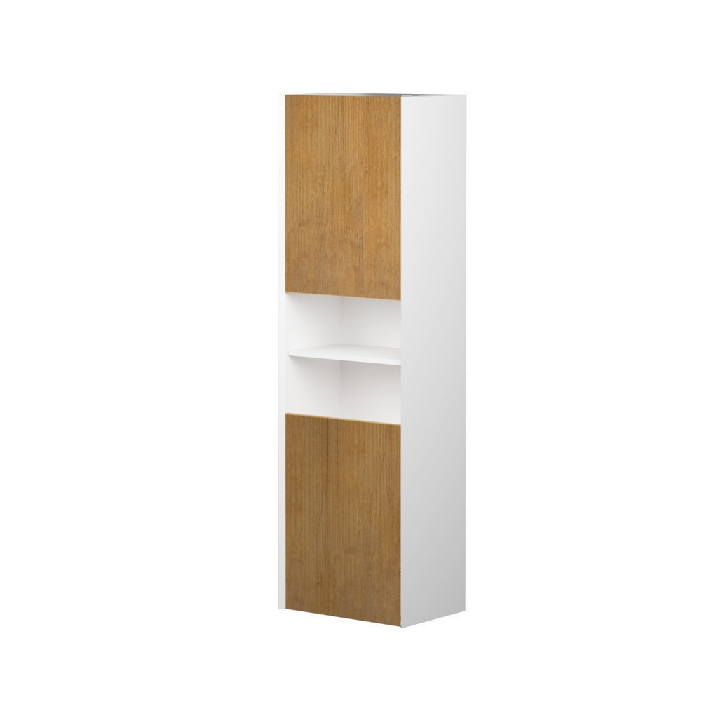 Armoire Murale Dakar 20" Blanc Mat et Façades Chêne Naturel Poli