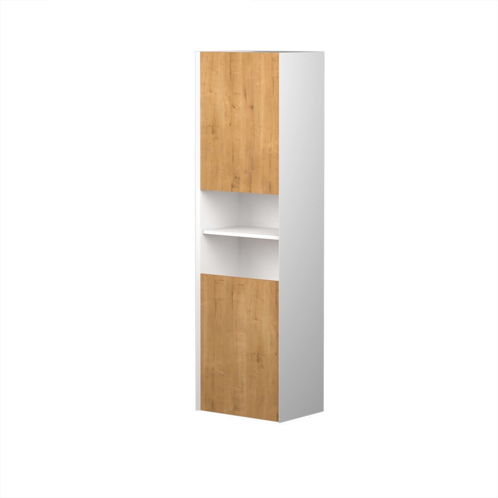 Armoire Murale Dakar 20" Blanc Mat et Façades Chêne Contemporain