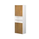 Armoire Murale Dakar 24" Blanc Mat et Façades Chêne Naturel Poli