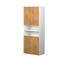 Armoire Murale Dakar 24" Blanc Mat et Façades Chêne Contemporain