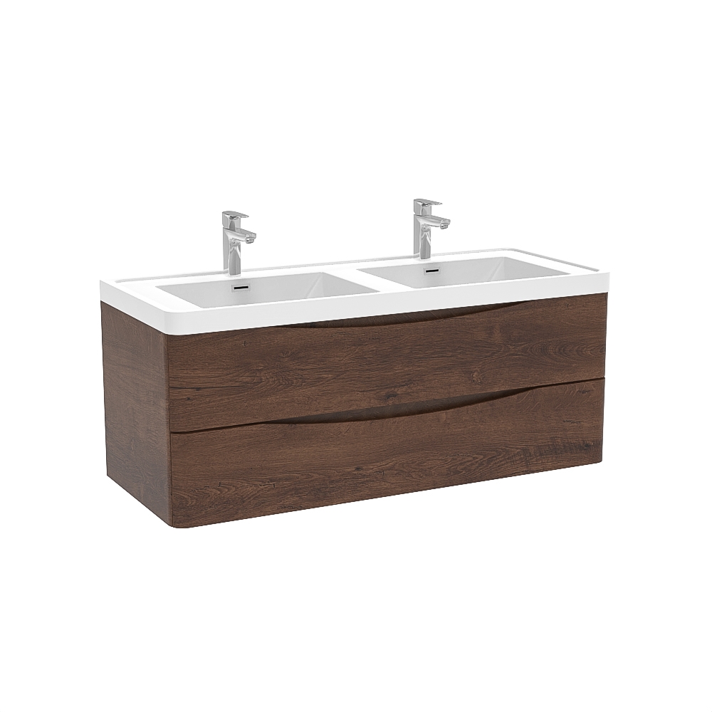 Meuble-lavabo Mural Double Fiori 48" Rosewood