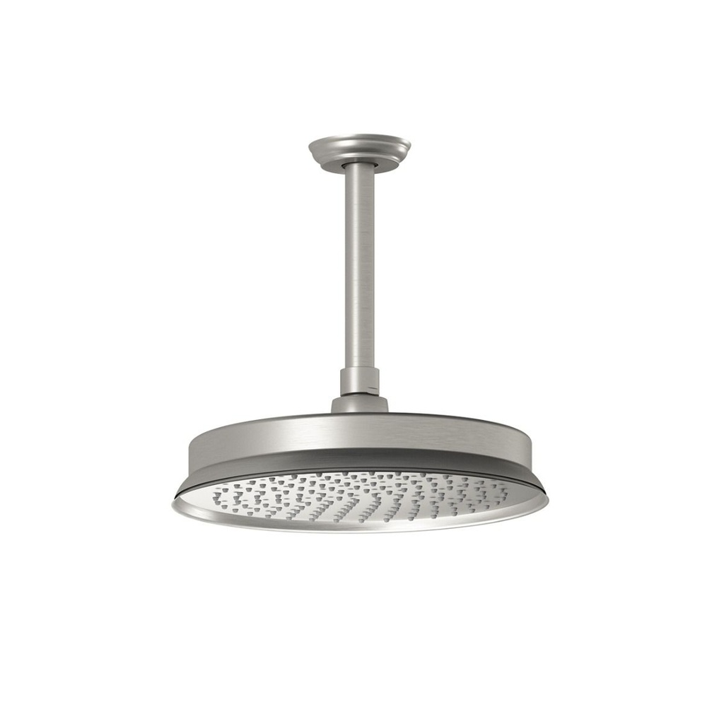 Rustik™ Tête de Pluie de 229mm (9'') avec Bras Vertical Au Plafond de 153mm (6'') Nickel Pur Pvs