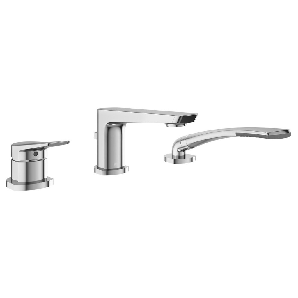 Moroka™ Robinet 3 Morceaux pour Baignoire avec Douchette - Cartouche Incluse avec Brut - Chrome