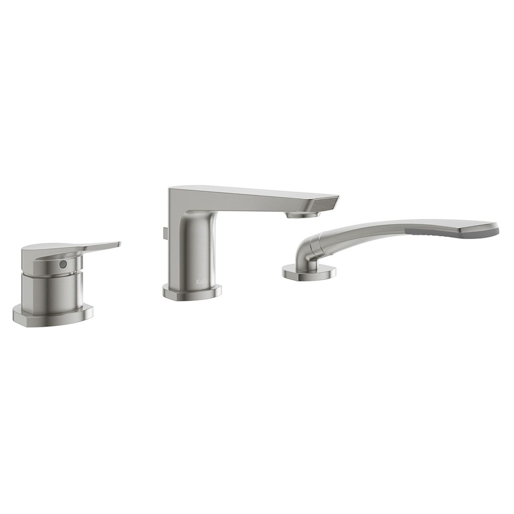 Moroka™ Robinet 3 Morceaux pour Baignoire avec Douchette - Cartouche Incluse avec Brut - Nickel Pur Pvs