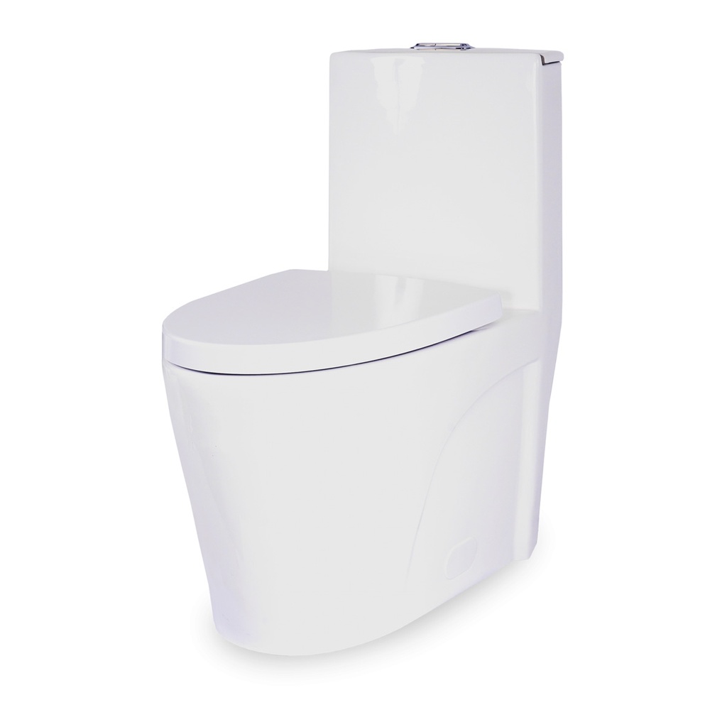 Toilette Monopièce à Cuve Allongée O-jazz Blanc Lustré
