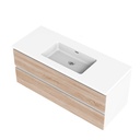 Meuble-lavabo Mural Sidney 48" Blanc Mat et Façades en Chêne Blanc avec Dessus Au Choix