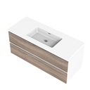 Meuble-lavabo Mural Sidney 48" Blanc Mat et Façades en Chêne Brossé avec Dessus Au Choix