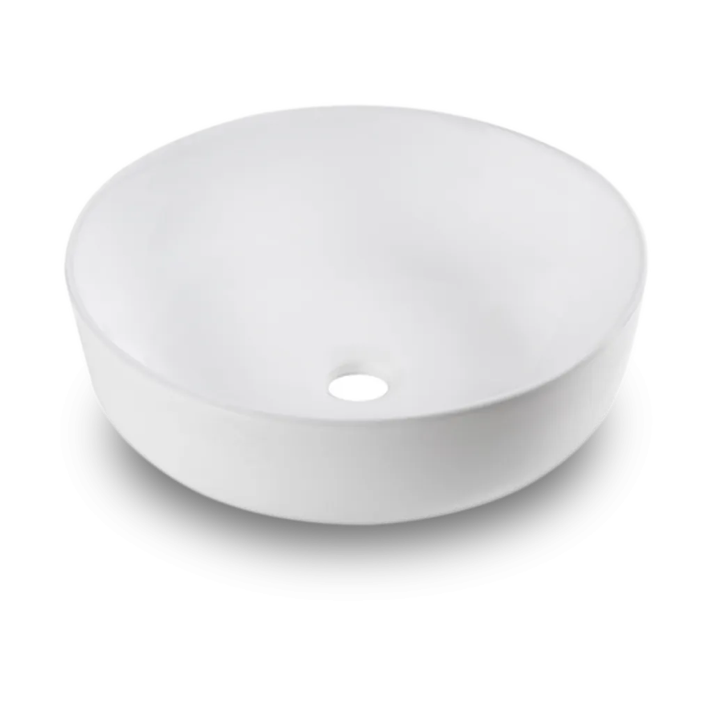 Lavabos Ob-33-wm, Vasque/lavabo, Rond, Porcelaine Vitrifiée, sans Trop-plein, Blanc Mat