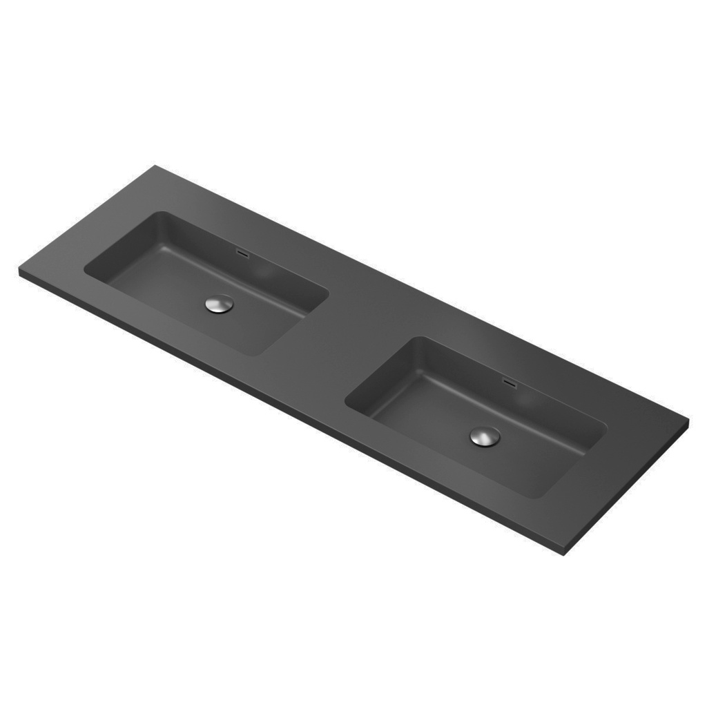 Aden 60" - Dessus de Lavabo Double en Quartz Noir - NON PERCÉ