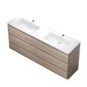 Meuble-lavabo de Plancher Berlin 71" Chêne Blanc avec Dessus Double Blanc