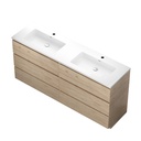 Meuble-lavabo de Plancher Berlin 71" Chêne Contemporain avec Dessus Double Blanc