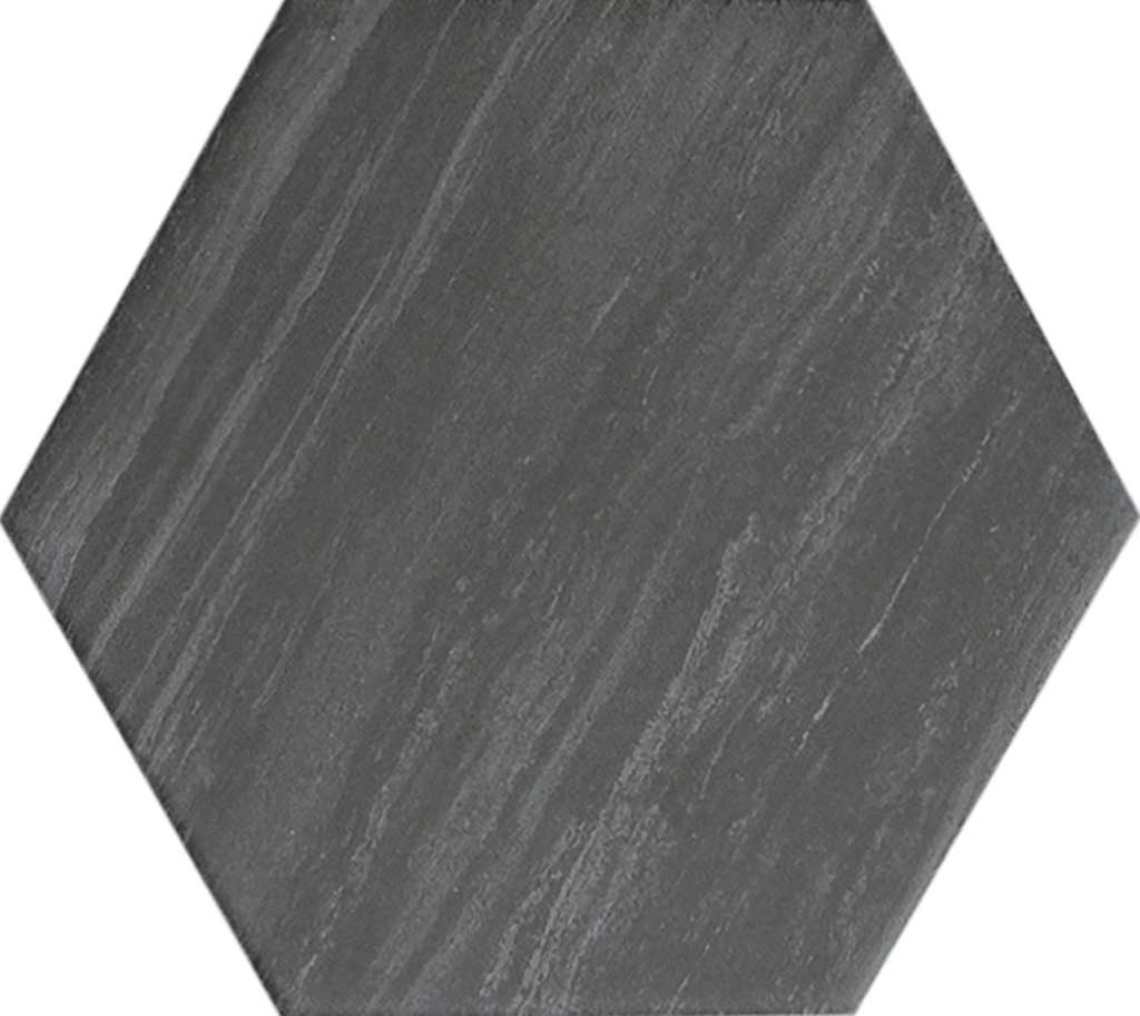 CARREAUX DE PORCELAINE LITHOS HEXAGON - 4.5 po x 4 po x 8.5 mm - DARK - Boite de 50 morceaux