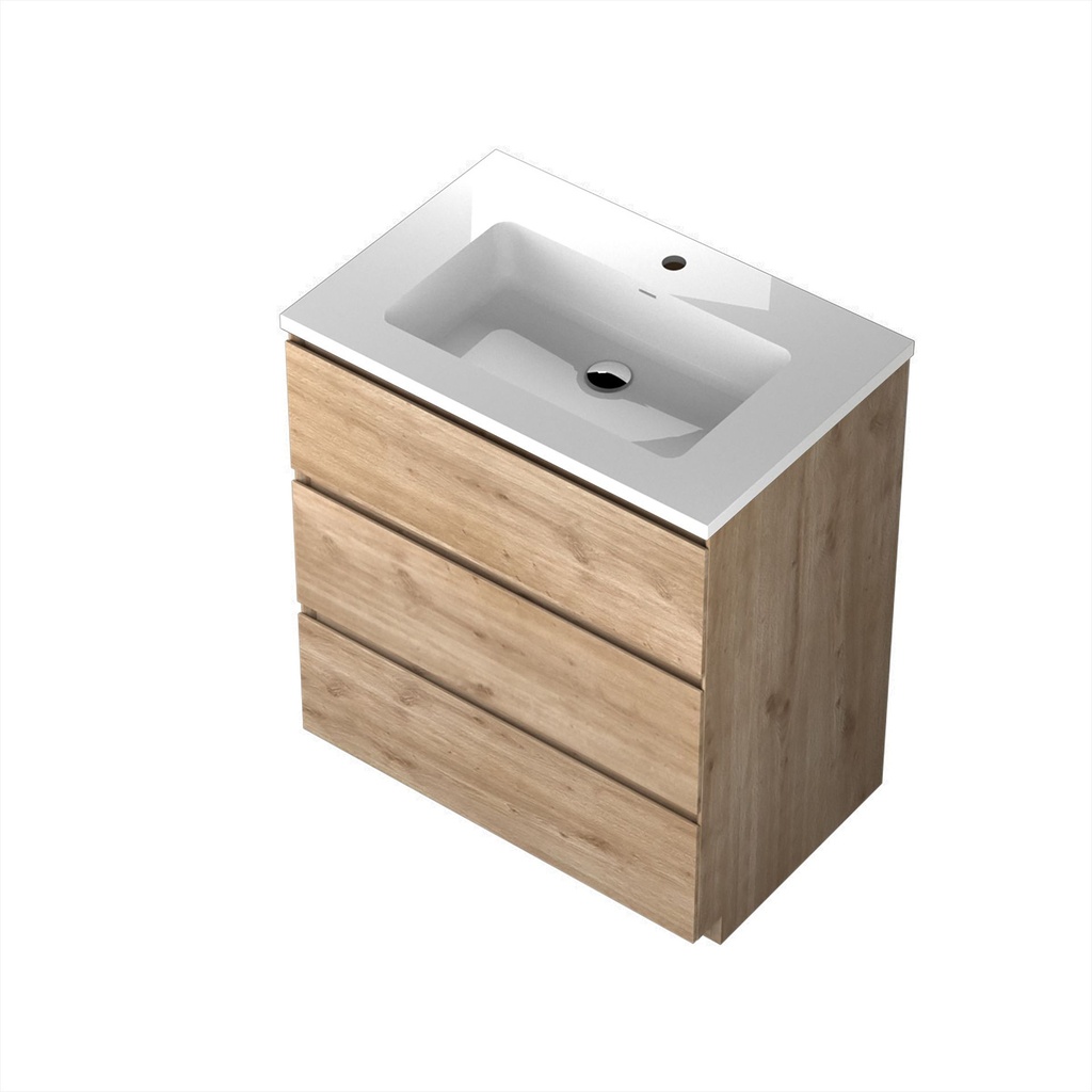 Meuble-lavabo de plancher Berlin 30" chêne contemporain avec dessus blanc