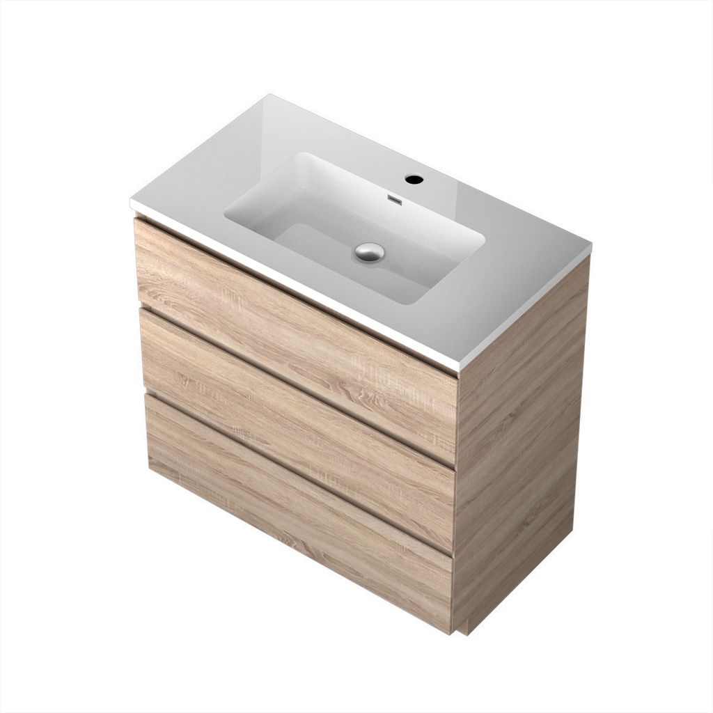 Meuble-lavabo de plancher Berlin 36" chêne blanc avec dessus blanc